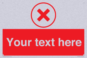 Custom red background, red cross in circle sign